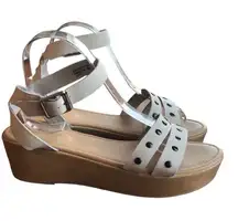 G.H. Bass & Co wedge sandal Zia off white black studded platform sandal leather