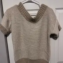 American eagle brown and beige striped short sleeve sweater in large