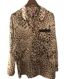 Satin like leopard button down pajama shirt