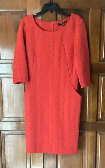 Women's Sharagano Dress Pockets 3/4 Sleeve Quilted Design Back Zip Peach Size 10