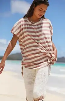 Free People Avery Tunic Top Stripe Slouchy Dolman Sleeve Red‎ Size XS NEW