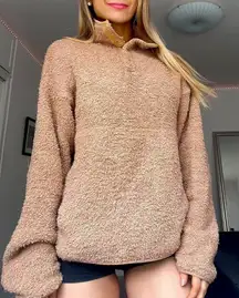 skims teddy sherpa fleece pullover jacket tan brown 