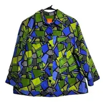 Hearts of palm artistic vibrant color block button front casual blazer-size 16