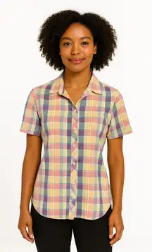 Vintage 80s colorful plaid top