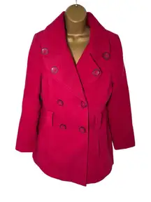 Y2K Jou Jou Double Breasted Peacoat Wool Blend Magenta L Juniors