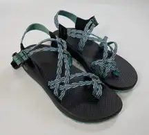 Chaco Women's Z/Cloud X Sandals Aqua Green Black Size 10 Adjustable‎ Straps