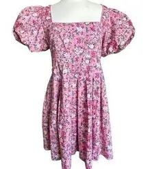 Mable Mini Dress Pink Puff Sleeve Square Neck Cottagecore Coquette‎ Barbiecore