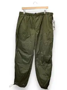 Tinseltown Women's‎ Sz L/0X Green Parachute Pants Drawstring Cuffs Pockets