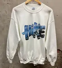 Vintage 90s Hike Mountain Graphic Outdoor White Unisex Crewneck Sweatshirt L