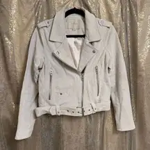 Blank NYC White Sand Suede Leather Moto Cropped Jacket Used Medium