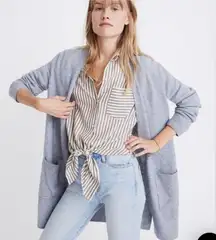 Madewell Kent Cardigan Sweater in Coziest Yarn in Heather Raindrop Size M EUC