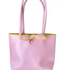 Furla Vintage Y2K Pink & Yellow Bow Tote/Shoulder Bag Elegant Structured Design
