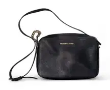 Micheal Kors Jet Set Crossbody bag in black Saffiano leather with gold-tone