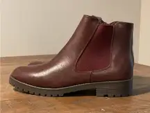 New Easy Street Brown Ankle Boots 9 Booties Heeled Faux Leather Zipper