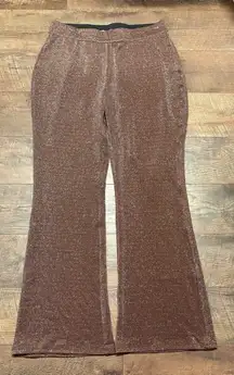 NWOT Maurice’s Brown/Metallic Flared Pull-On Pants Size Large
