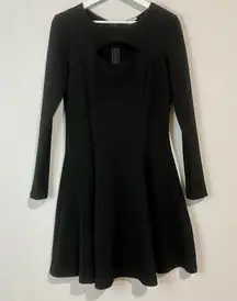 Bar III Women's Zip-Up Long Sleeve Dress with Cutout Detail Black Size Large