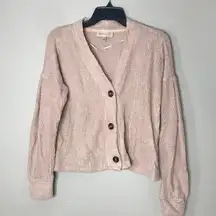 Philosophy light baby pink button down cardigan sweater size small