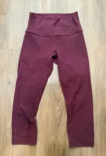 Lululemon Align High Rise Crop Leggings Burgundy Athletic Workout Pants Women S