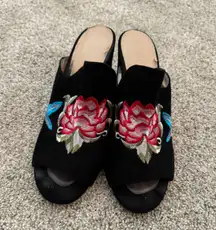 Black Floral Heels