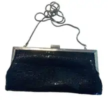 Valerie Stevens  Sequin Shoulder Bag Black Silver Prom Formal Evening Wedding