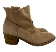 Carlos Santana Leighton Suede Ankle Boot Tan Block Heel Women’s Size 8.5