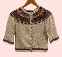 Adorable French Connection angora lambswool beaded sequin short sleeve cardigan