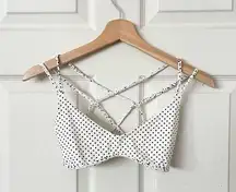 Frankies bikini white Polk a dot crossed back bikini top