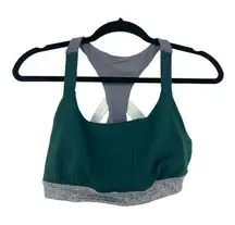 Zella Bra Womens Large Sports Moss Green Gray Colorblock Cutout Racerback