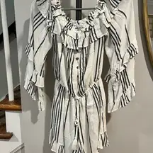 American Eagle Outfitters Black and White Ruffle Blouse