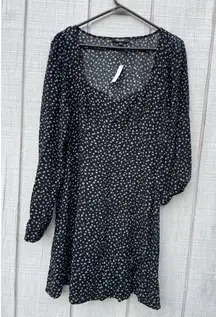 New Madewell Seamed Ditsy Floral Dark Blue Navy Longsleeved Square Neck Dress 12