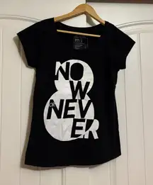 No Nasties Now Or Never T Shirt Medium Black Short Sleeve 100% Organic Cotton