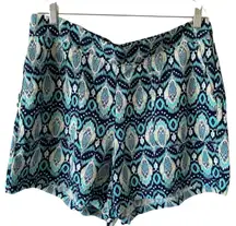 NEW WILDFOX Argyle Tribal Print Flowy Bohemian Shorts Size XL Teal Blue