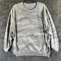 American Eagle Outfitters Oversized Cream and Tan Camo Distressed Crewneck Sweat