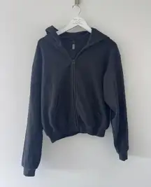 Skims Black Cotton Zip Up Hoodie