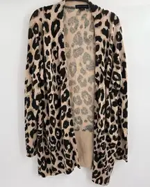 Sanctuary Essential open front leopard Cardigan cotton nylon in Classy Cat Small