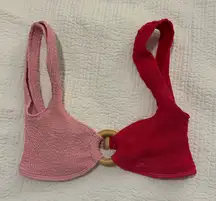 One one Two-Tone Pink and Red Bikini Top