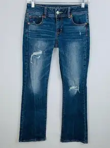 American Eagle AE Kick Boot Jeans Distressed Destroyed 0 Short