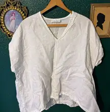 Bryn Walker Linen Oversized Short Sleeve Flowy Top Women's Small Minimalist