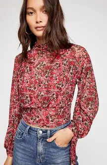 Free People  All Dolled Up Top in Red Combo