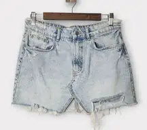 Zara Distressed Raw Hem Denim Mini Skirt M