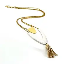 Lucky Brand Long Two Tone Fringe Necklace Boho Career‎