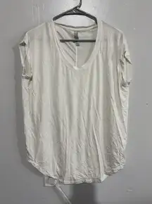 Athleta Sheer White V-neck Oversize Tee Womens Size M