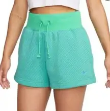Nike Green Phoenix High Rise Loose Fit Sportswear Drawstring Shorts
