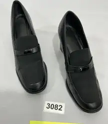 Womans Dress Barn Isabelle Size 9m Black Leather Slip On Heel Loafers