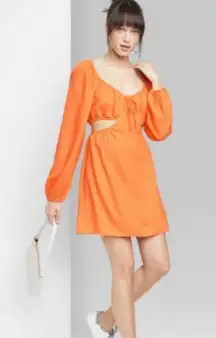 wild fable nwt orange long sleeve cut out mini dress