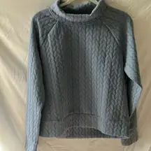 RBX: Quilted Cowl Neck Blue/Gray sweatshirt- high/low design- M