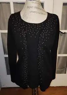 NWT‎ Quacker Factory Womens Black Embellished Sweater Small New