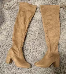 Boots Tan Forever 21 Suede Over-The-Knee