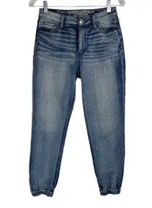 American Eagle Denim Jogger Pants Sz 0 Super Stretch Jeans Ankle Cuff