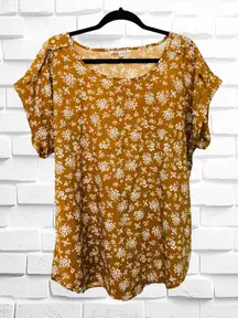 Speed Limit MPH Women’s 2X Copper Floral Lightweight Short Sleeve Boxy Top • GUC